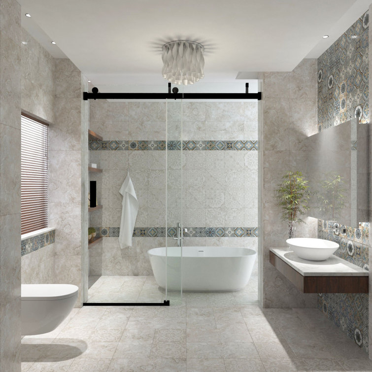 60" W X 76" H Single Sliding Frameless Shower Door