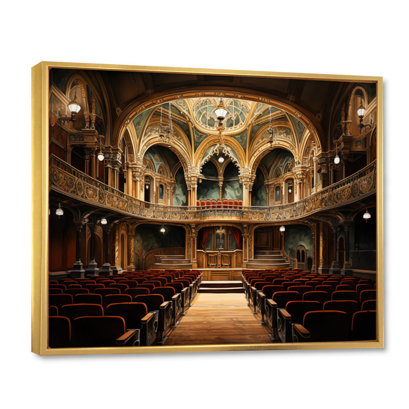 «Theatres Architecture Curtain Call I», reproduction sur toile, H 24 po x l 32 po x P 1 po, Cadre flottant doré