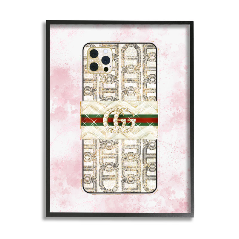 «Fashion Glam Cell Mobile Still Life Pink Splatter» par Ziwei Li - impression sur toile tendue, H 14 po x l 11 po