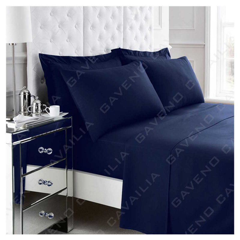 PERCALE FLAT SHEET SUPER KING SILVER, Double (4'6), Navy