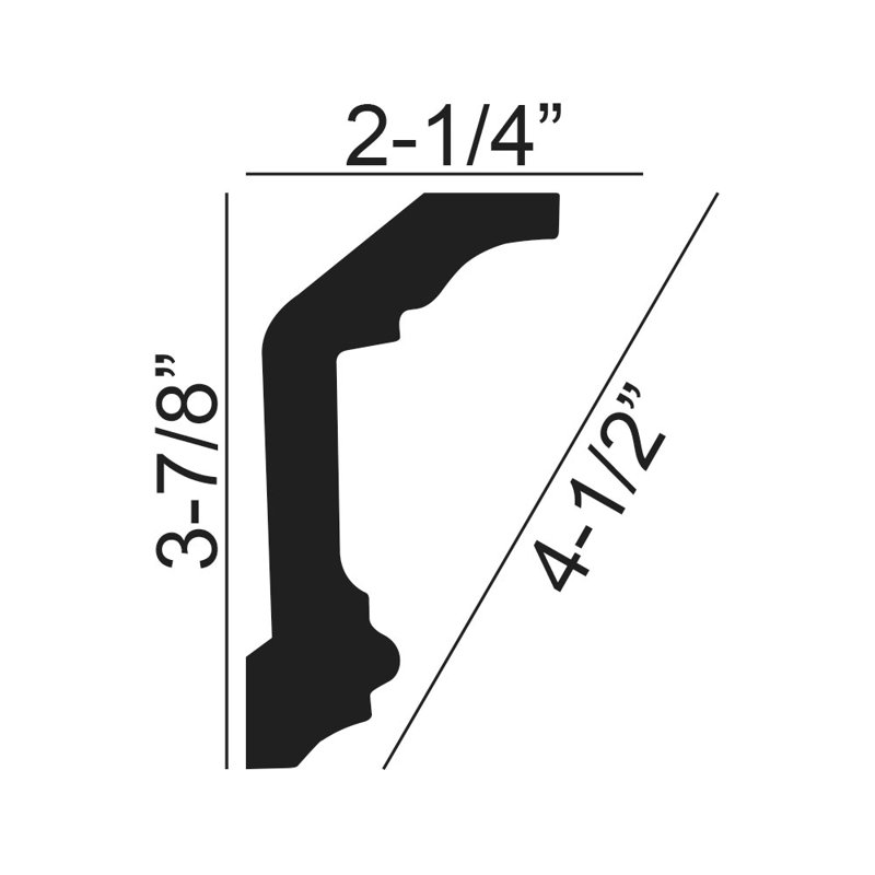 6-inch White Primed Polyurethane Crown Moulding Sample