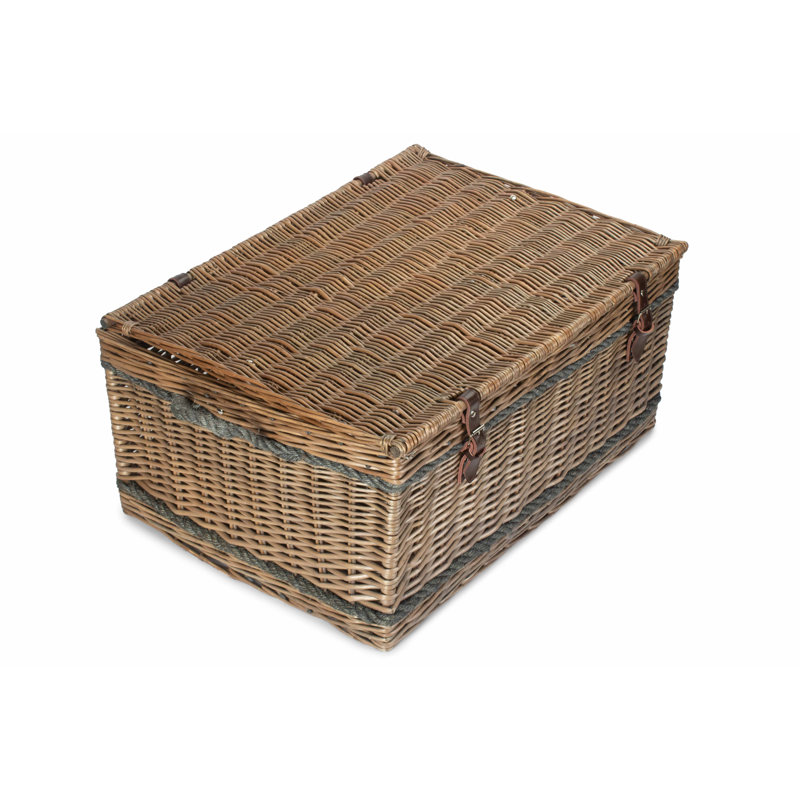 Wicker 28" Rope Handled Storage Trunk, Antique Wash