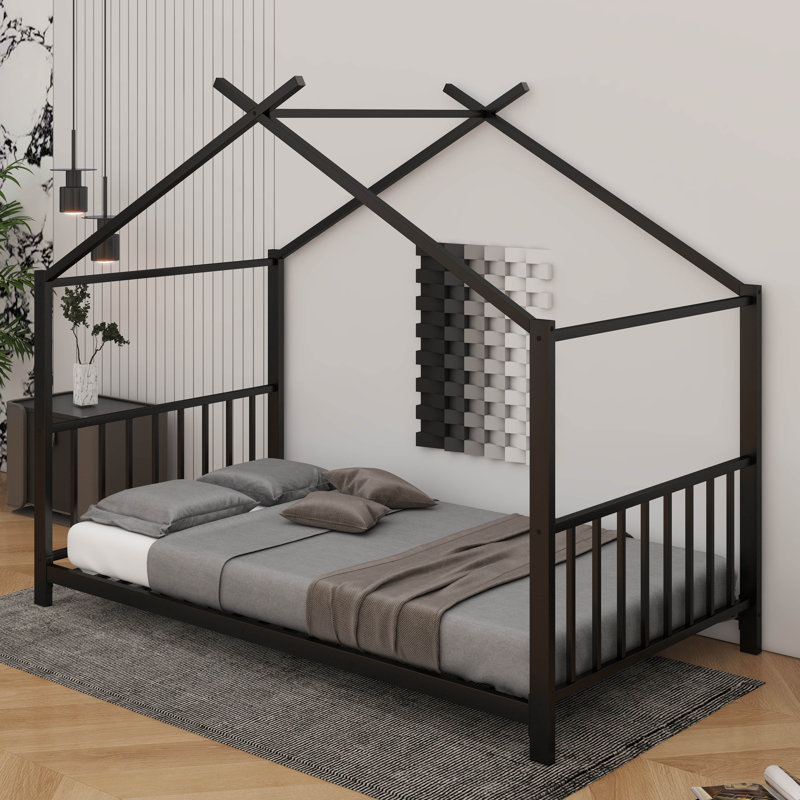 Lit plateforme simple - conception de maison en métal, Noir