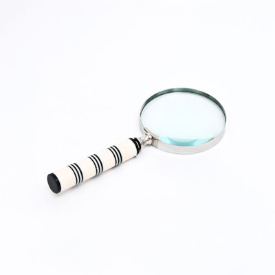 Elegant Cream & Black Resin Handle Magnifying Glass
