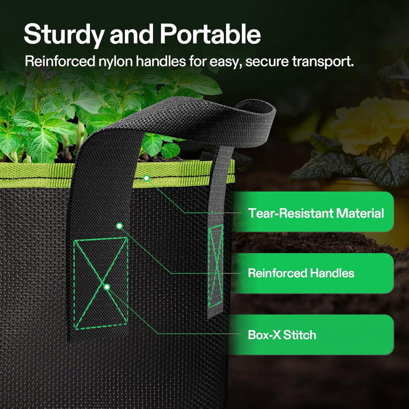 Durable Mesh Fabric AeroBase Grow Bag, 9.84" H x 12.40" L x 12.40" W