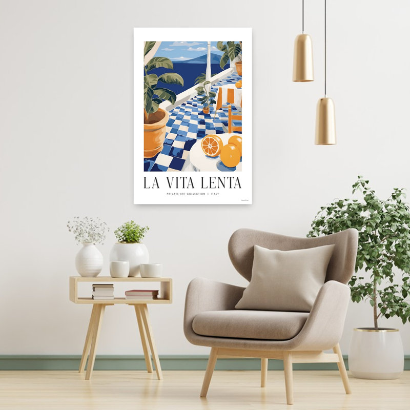 Art contemporain de paysage côtier abstrait La Vita Lenta, H 36 po x l 24 po