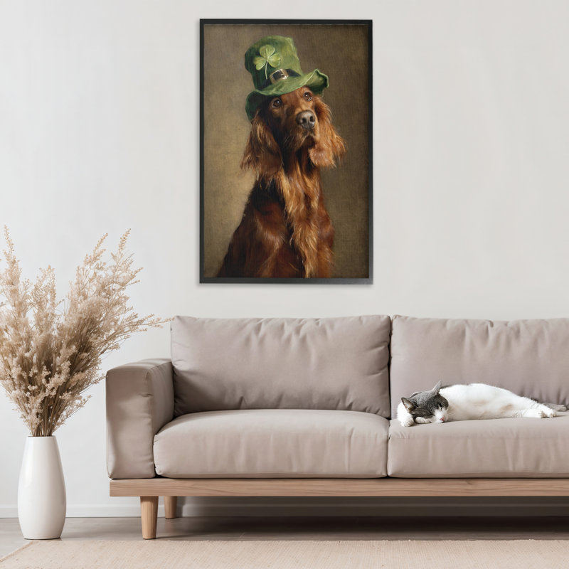 Le portrait du Setter irlandais, estampe numérique, design par Tina LeCour, H 30 po x l 20 po