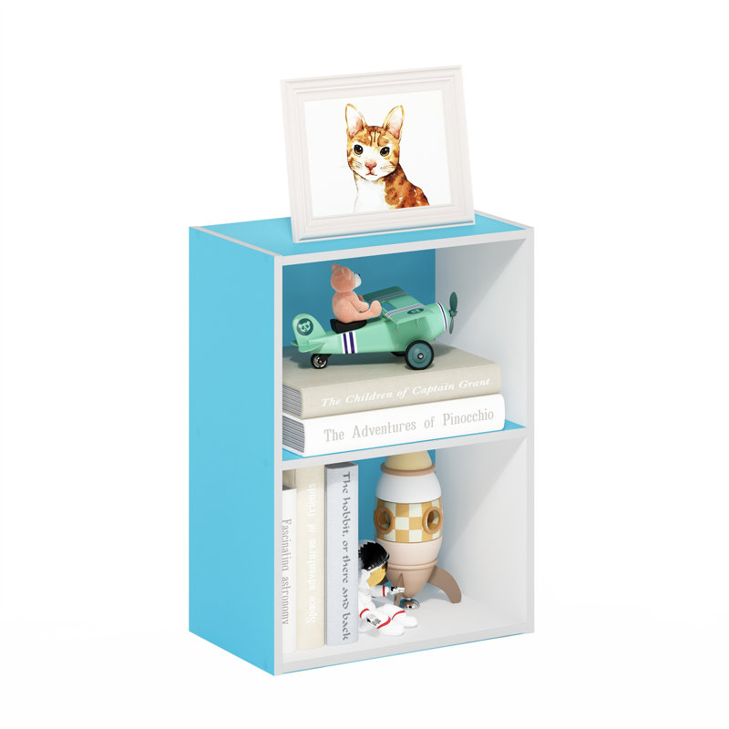 Bibliothèque standard Cannice, Bleu clair/blanc, (2 tablettes) H 21,2 po x l 15,6 po x P 9,3 po