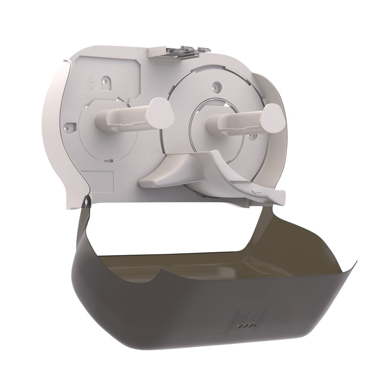 Distributeur de papier de toilette double jumbo, couleur fumée T22, avec indicateur de remplissage.
