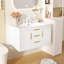 Meuble-lavabo de 36 po, mural, 2 tiroirs, espace de rangement suffisant, fabrication de haute qualité, charnières, poignées antirouille, surface peinte imperméable, lavabo de 36 po x 18 po, peu encombrant, blanc,