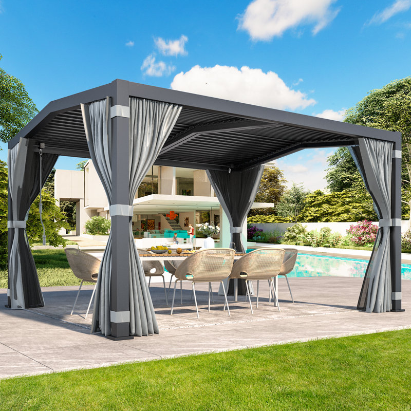 13 pi. L 11 pi. Pergola en aluminium, Noir