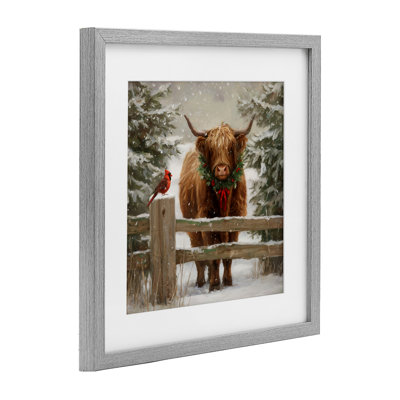 Vache de Noël et cardinal, reproduction sous verre, conception de Tina LeCour