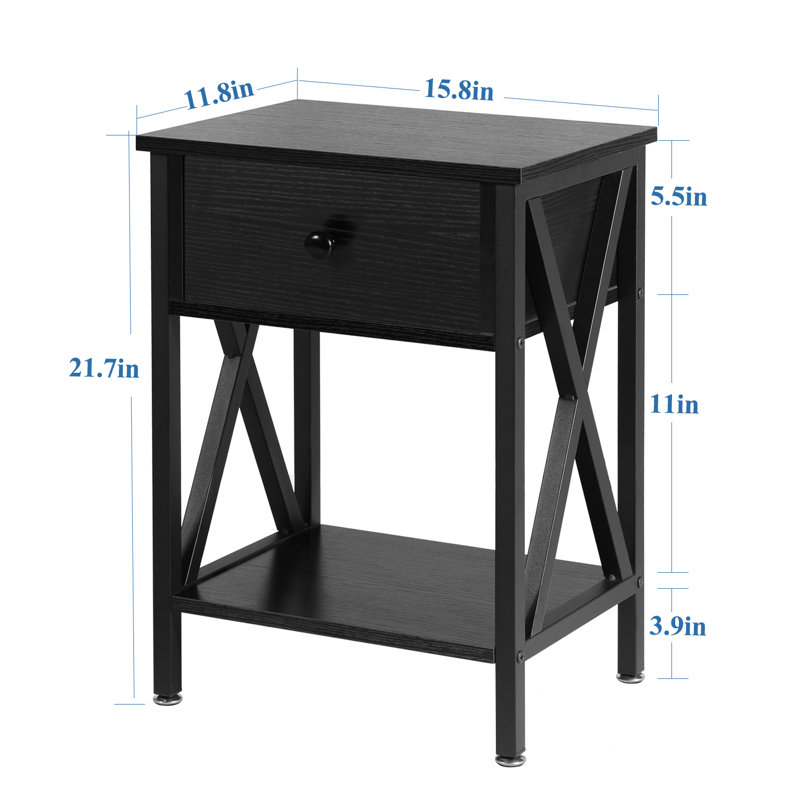 Ensemble de chambre avec lit plateforme 3 pièces Alsa, Simple, Noir