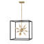 Aros 12-Light Open Frame Cube Pendant - Black & Warm Brass By Lisa McDennon