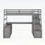 Lit mezzanine simple avec 7 tiroirs, 2 tablettes et bureau intégré - gris, peu encombrant et multifonctionnel-133490514-133490513