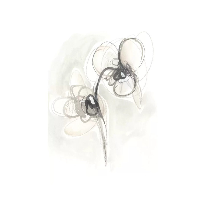 Neutral Floral Gesture I by June Erica Vess - Wrapped Canvas Painting, 20.32 cm H x 30.48 cm W