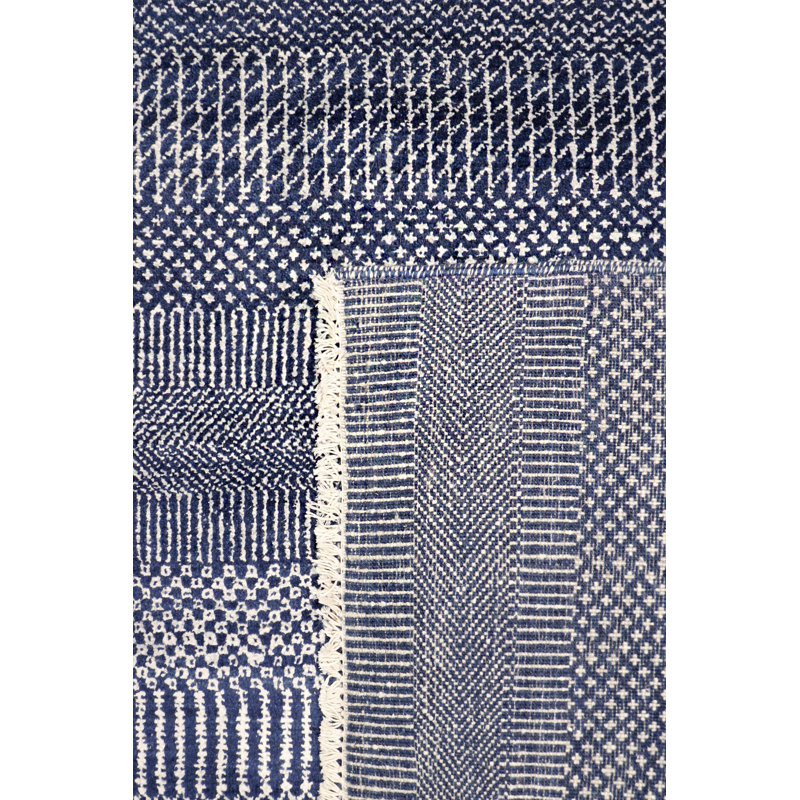 Hand-Knotted Blue Silk & Wool 3'x5' Area Rug