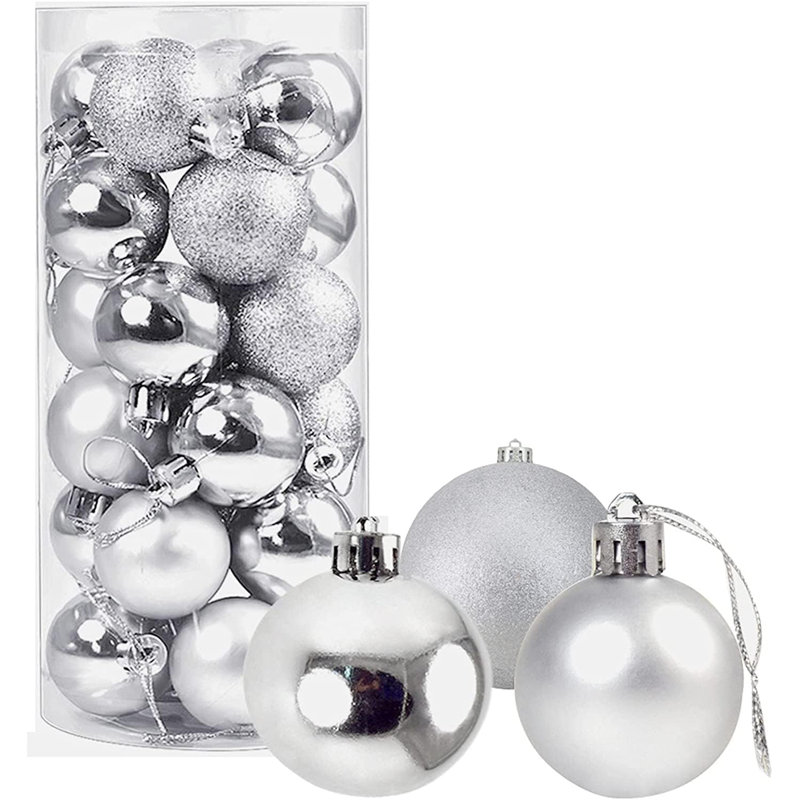 Polyvinyl Chloride (PVC) Bauble, Silver, 6cm H x 6cm W x 6cm D