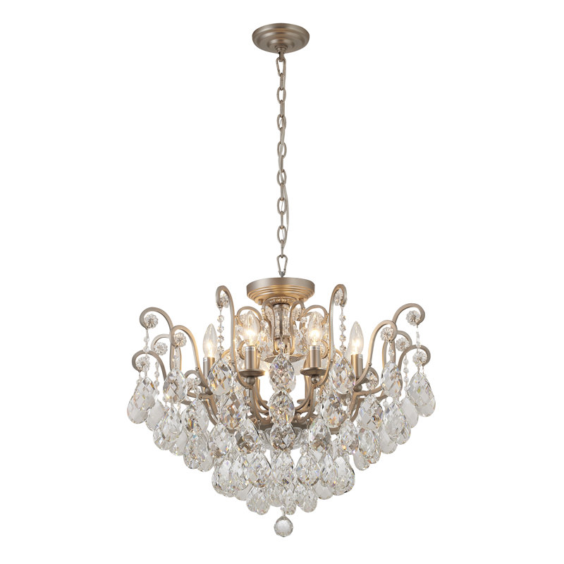 Lustre en cristal 8 lumières Transitional, Étain