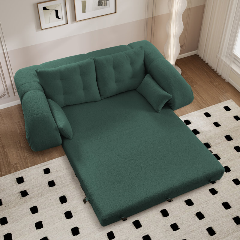 3-in-1 Upholstered Convertible Foldable Sleeper Sofa Bed, Green
