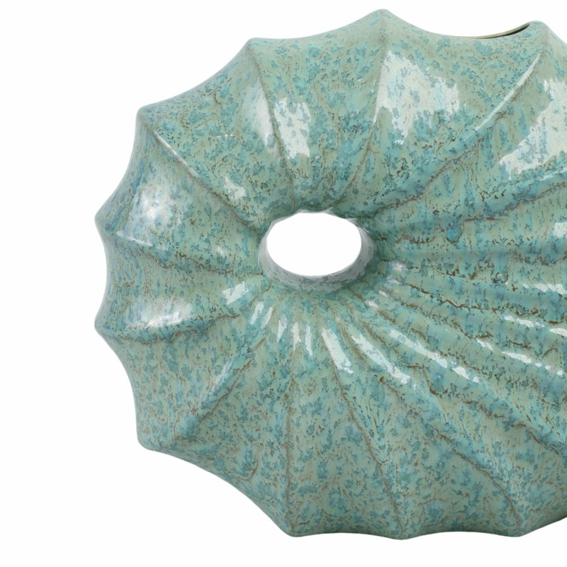 Earthenware Decorative Vase - Ceramic Sculptural Accent, Modern Tabletop Decor For Home, Office, Bedroom, Or Living Room - 11" Green