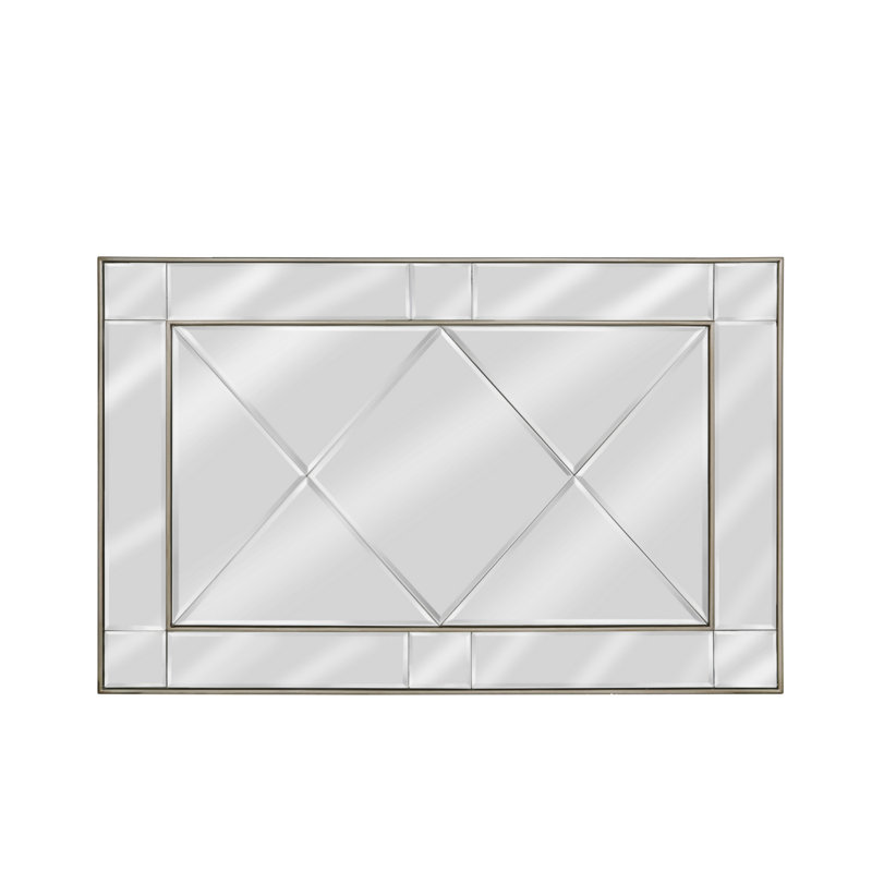 Bebington 130cm Geo Wall Mirror for Living Room Decor, Rectangle Wall Mirror, Gold