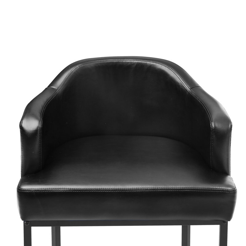 Tabouret 27 "en bois massif Alyce, Noir / similicuir