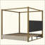 Lit plateforme à baldaquin avec tête de lit et structure en métal Upholstery-123985626