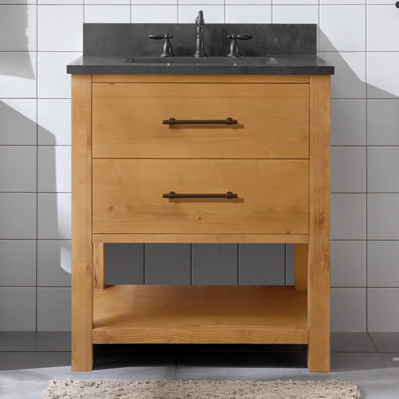 Ensemble de meuble-lavabo simple 30 po Keri, Naturel / Noir antique