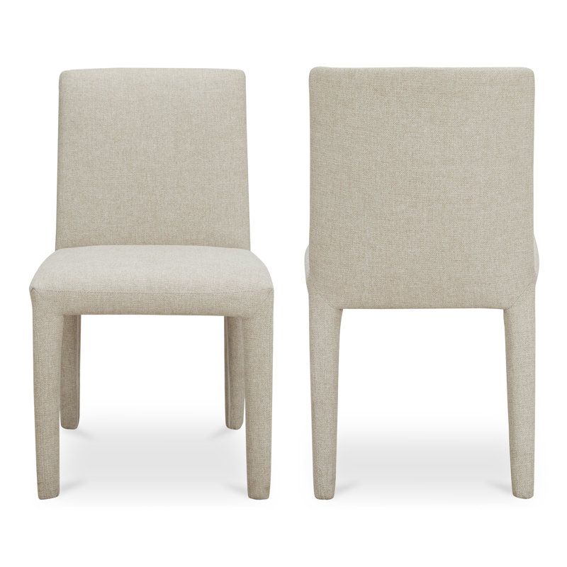 Brandie Dining Chair With Performance Fabric, Beige Performance Canvas
