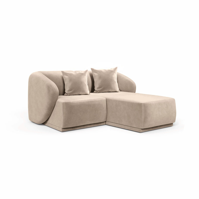 2 Seater Velvet Corner Modular Sectional Lotario For Living Room Apartment