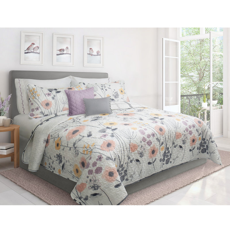 Floral Quilt, Twin Quilt + 1 Sham