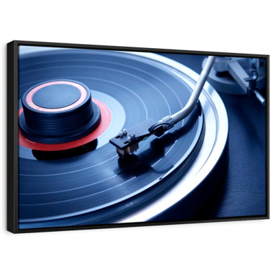 Blue Tinted Record Player Canvas Print