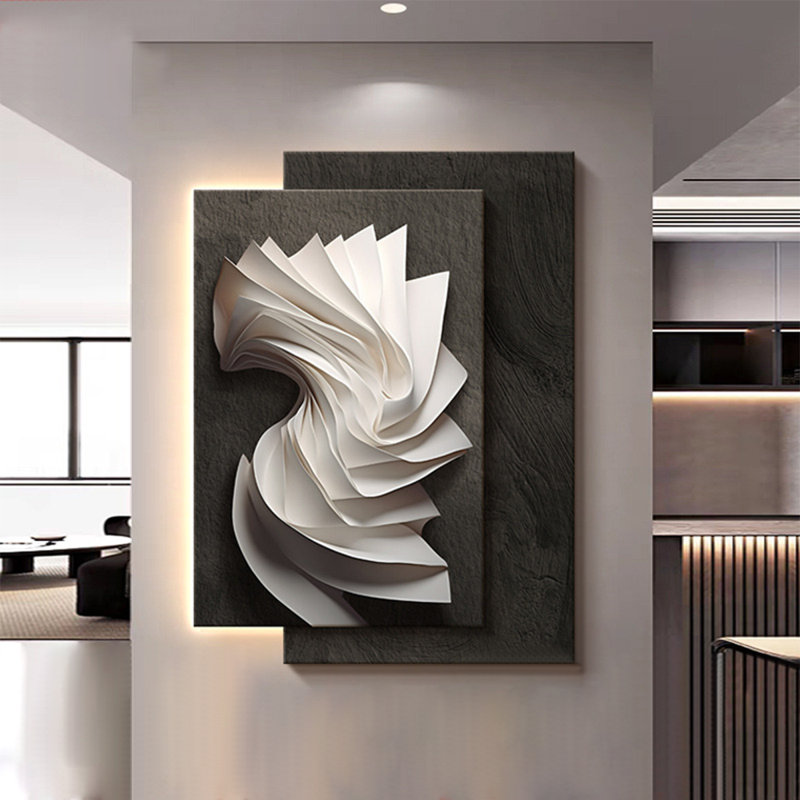 Italian Minimalist 3d Sandstone Led Wall Art: Sculptural Entryway/Sofa Decor, 47.24'' H X 31.89'' W X 1.57'' D