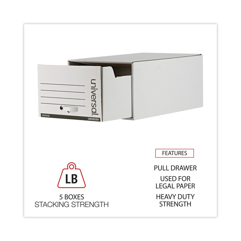 White Heavy-Duty Legal Size Storage Box Drawer