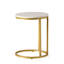 Table de bout Everly Quinn Modern Glam en forme de C avec structure en fer doré et plateau rond blanc