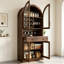 Armoire bar 70 po de hauteur, armoire à vin de style Mid-Century avec portes en verre trempé, porte-bouteilles, tiroir et crochets-133591899