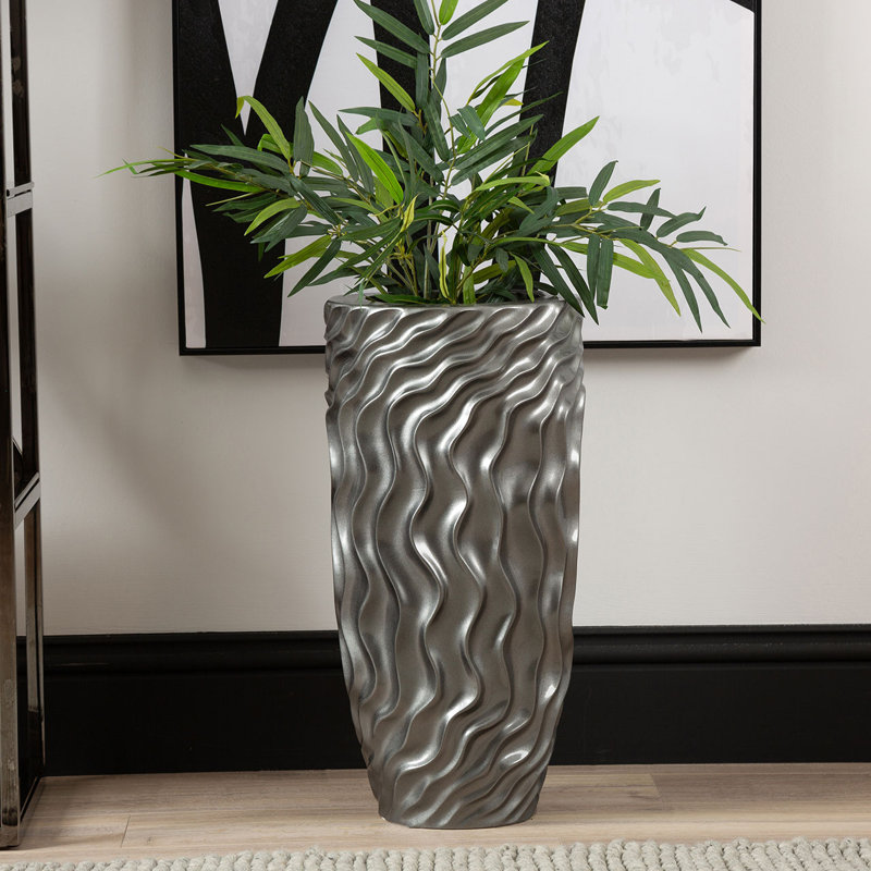 Ripples Design Polyresin Vase for the Living Room, Classy Vase Decor, 90cm H x 35cm W x 35cm D