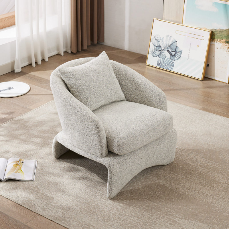 27" Wide Upholstered Accent Chair, Light Gray  100& Polyester