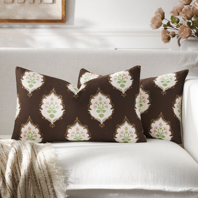 Housses de coussin lombaires vintage 100 % coton, style campagne française, pour canapé, salon (lot de 2)