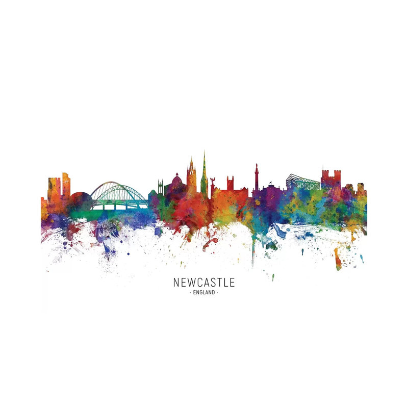 Newcastle England Skyline by Michael Tompsett - Wrapped Canvas Painting, 20.32 cm H x 30.48 cm W