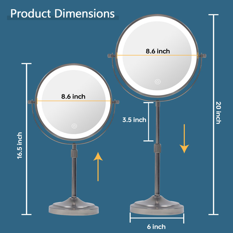Miroir de plancher rond en métal Afrina, Gris