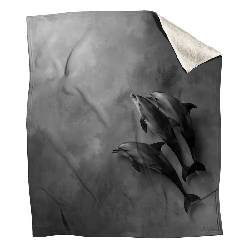 Trois couvertures de dauphins nageant, L 60 po x H 80 po