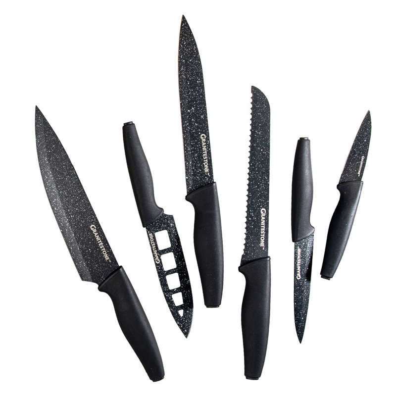 Granitestone Granitestone Nutriblade 6 PC Knife Set, Professional Kitchen Chef’s Knives with Sharp Stainless Steel Blades and Nonstick Granite Coating