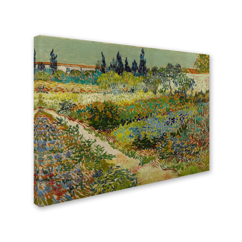 Wrapped Canvas Wall Art - Van Gogh 'Garden At Arles' Wall Art for Living Room, Bedroom, or Office Décor - 35x47