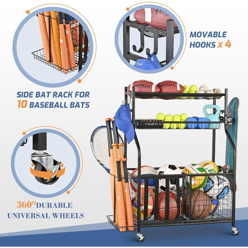 Quantavious Steel Mounted Adjustable Multi-Use Sports Rack
