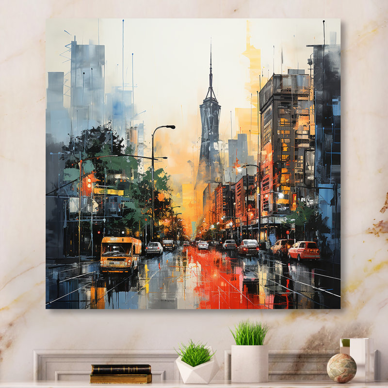 Houston City Sunset Dream II - Houston, art mural, Toile tendue, H 30 po x l 30 po x P 1,5 po
