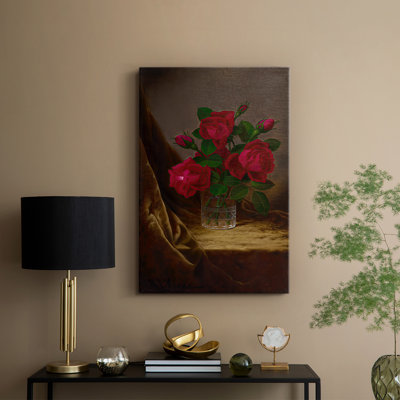 Jacqueminot Roses -Gallery Wrapped Canvas by Martin Johnson Heade