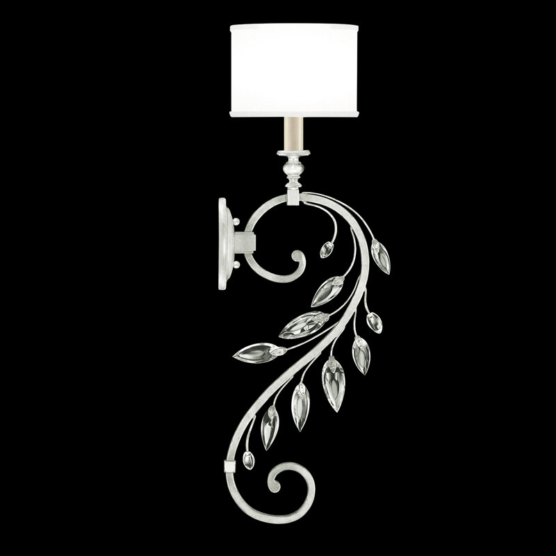Crystal Laurel Armed Sconce, 32" H x 8" W x 12" D, Silver, Champagne