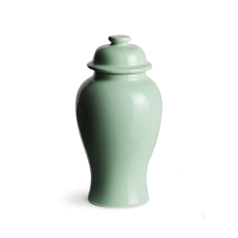 Ricki Ceramic Ginger Jar, 13.25", Green